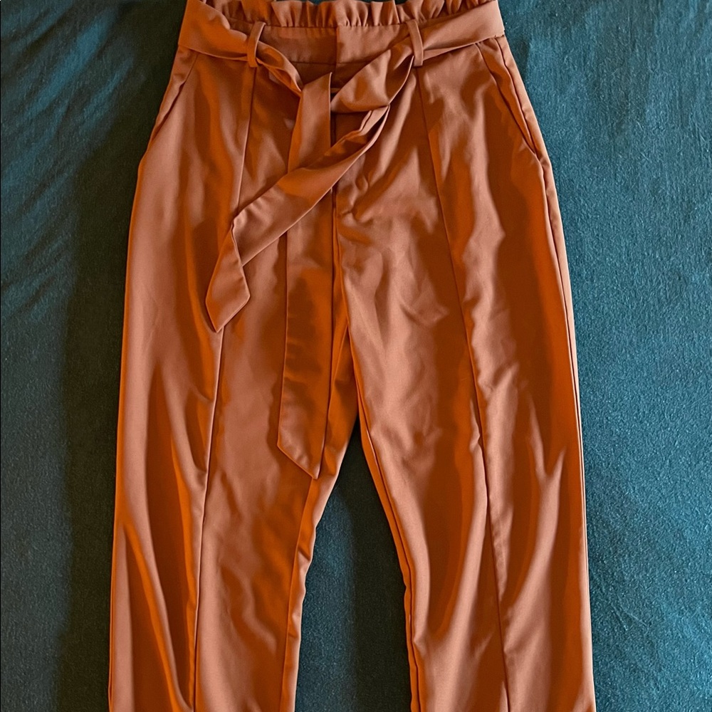 Lulu’s Camel Brown Paper Bag Waist Pants